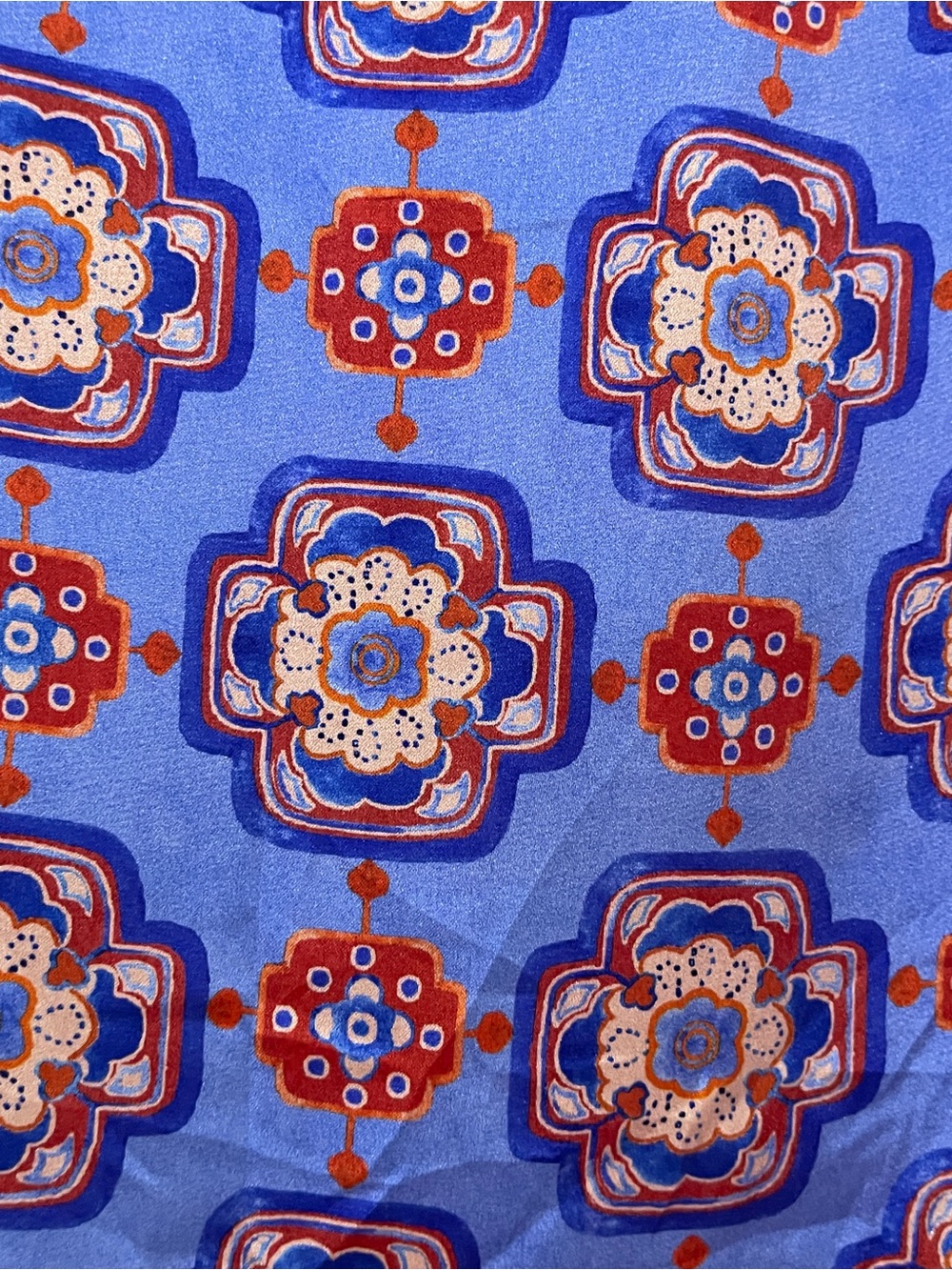 SMYTHE XS Iris Medallion Shirred Pocket Blouse Blue Tile Top - Picture 8 of 10